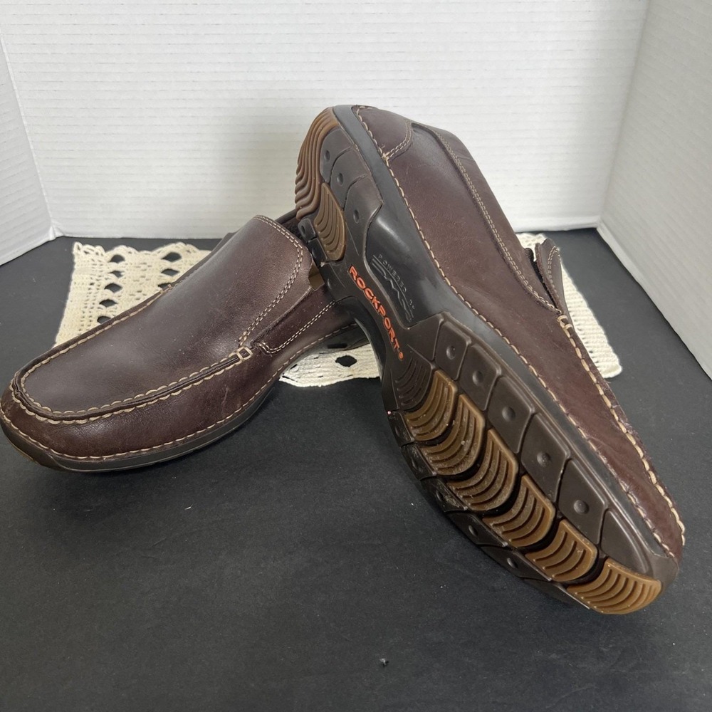 Rockport Leather Loafers Men 10.5 Slip On Casual Rravel Workwear Comfort Shoes - Picture 3 of 5